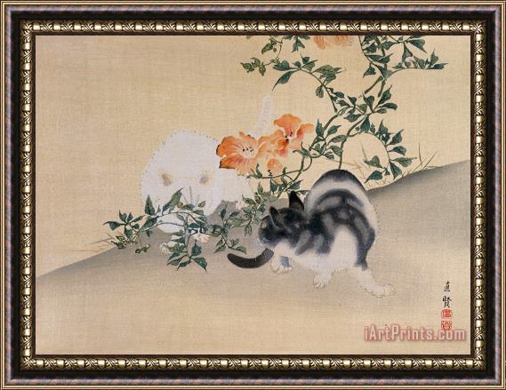 Japanese School Two Cats Framed Print