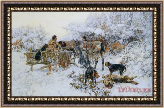 Jaroslav Fr. Julius Vesin A Winter Hunt Framed Print
