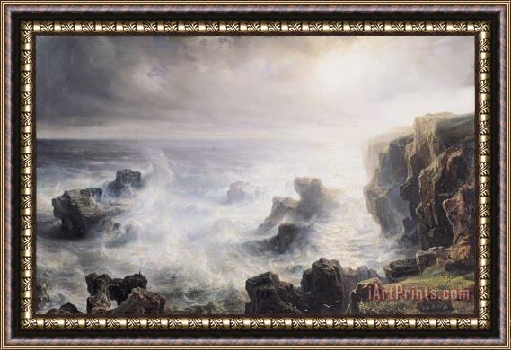 Jean Antoine Theodore Gudin Storm off the Coast of Belle Ile Framed Print
