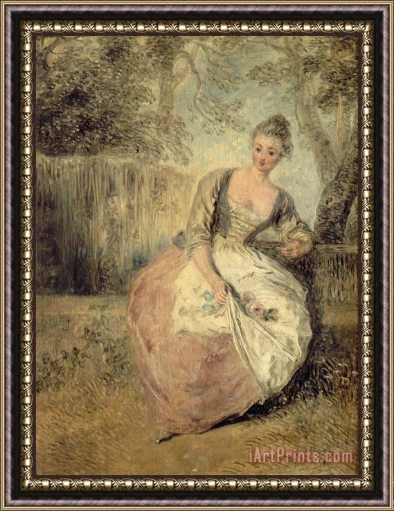 Jean Antoine Watteau L'amante Inquiete Framed Painting