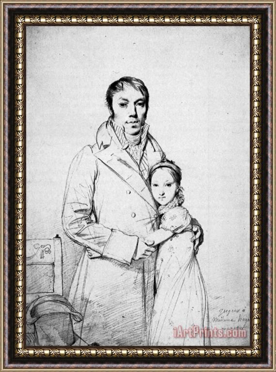 Jean Auguste Dominique Ingres Charles Hayard And His Daughter Marguerite Framed Print