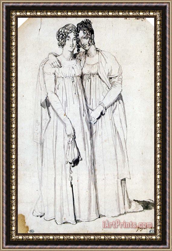 Jean Auguste Dominique Ingres Henriette Harvey And Her Half Sister Elizabeth Norton Framed Painting