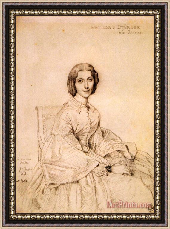 Jean Auguste Dominique Ingres Madame Franz Adolf Von Stuerler, Born Matilda Jarman Framed Painting