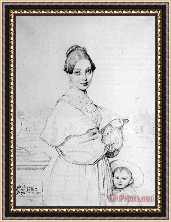 Jean Auguste Dominique Ingres Madame Victor Baltard, Born Adeline Lequeux, And Her Daughter, Paule Framed Painting
