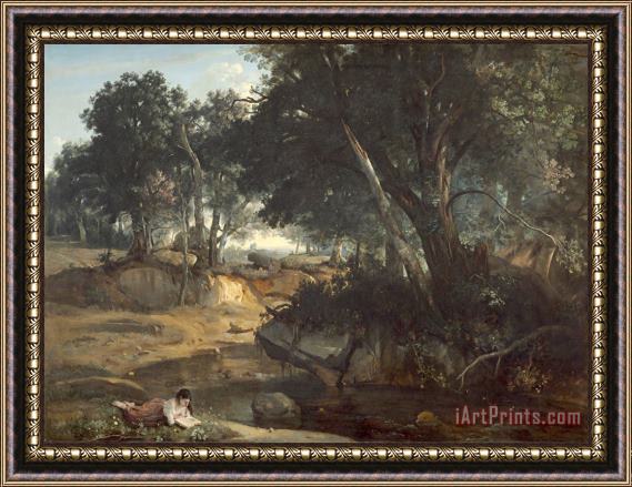 Jean Baptiste Camille Corot Forest of Fontainebleau Framed Painting