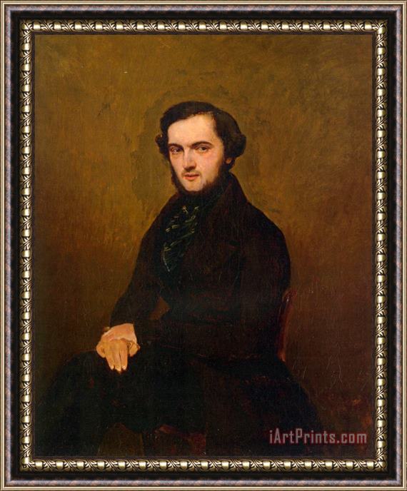 Jean Baptiste Camille Corot Portrait of a Gentleman Framed Painting