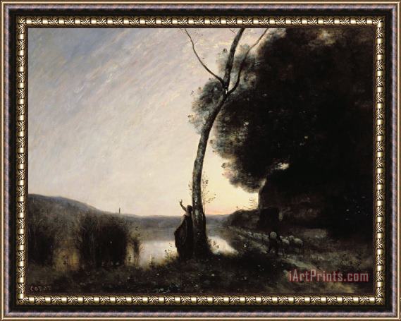 Jean Baptiste Camille Corot The Evening Star Framed Painting