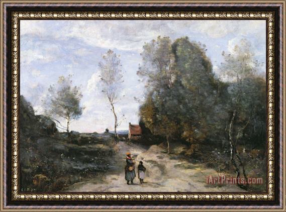Jean Baptiste Camille Corot The Road Framed Painting