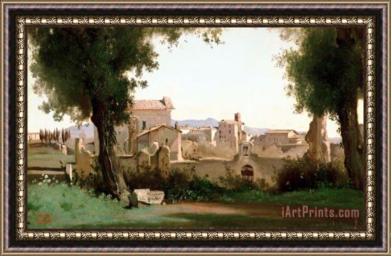 Jean Baptiste Camille Corot View From The Farnese Gardens, Rome Framed Painting