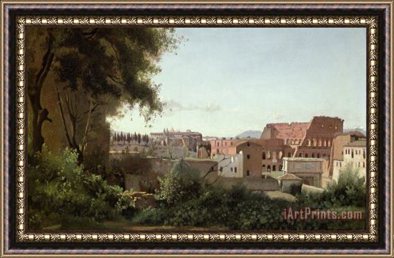 Jean Baptiste Camille Corot View of the Colosseum from the Farnese Gardens Framed Print