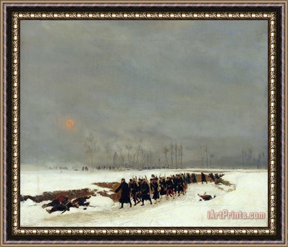 Jean Baptiste Edouard Detaille The War of 1870 An Infantry Column on their Way to a Raid Framed Painting