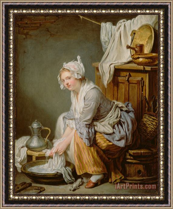 Jean-Baptiste Greuze  The Laundress (la Blanchisseuse) Framed Print