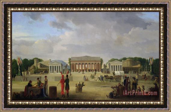 Jean Baptiste Louis Cazin View of the Grand Theatre Constructed in the Place de la Concorde for the Fete de la Paix Framed Print