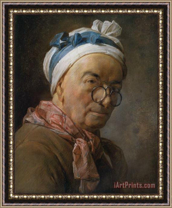 Jean-Baptiste Simeon Chardin Selfportrait with Glasses Framed Painting