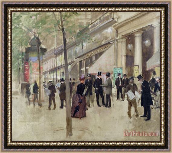 Jean Beraud The Boulevard Montmartre and the Theatre des Varietes Framed Print