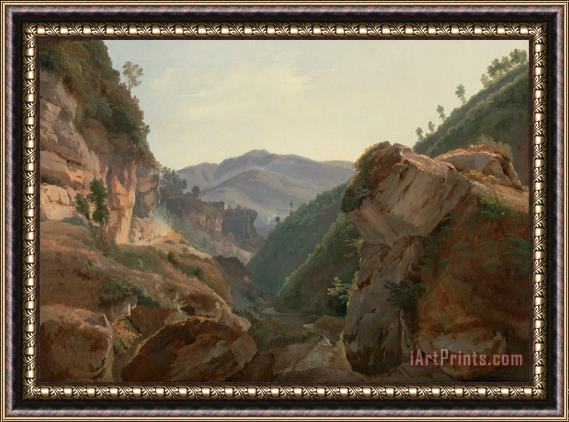 Jean Charles Joseph Remond Mountain Landscape with Road to Naples Framed Painting