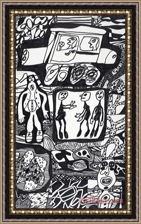 Jean Dubuffet Annale Xxvii (site a L'auto) Framed Painting