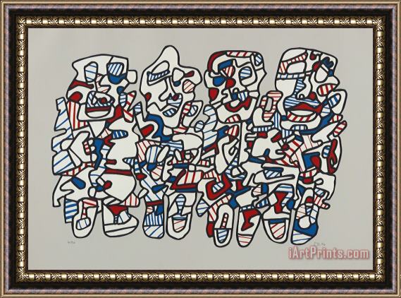 Jean Dubuffet Quatre Personnages (four Characters), 1974 Framed Painting