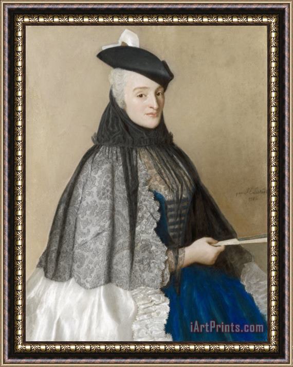 Jean-Etienne Liotard Portret Van Mme Boere Framed Painting