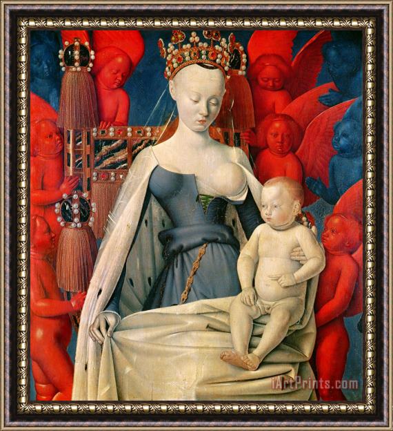 Jean Fouquet Virgin and Child Surrounded by Angels Framed Painting
