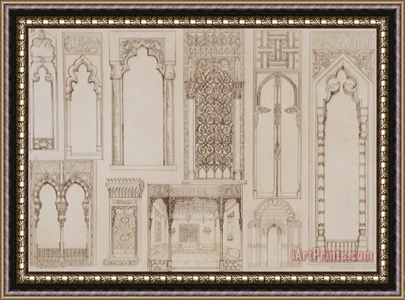 Jean Francois Albanis de Beaumont Islamic And Moorish Design For Shutters And Divans Framed Painting