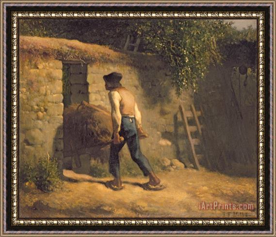Jean-Francois Millet Peasant with a Wheelbarrow Framed Painting