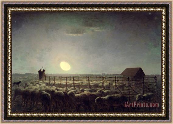 Jean-Francois Millet The Sheepfold Moonlight Framed Painting