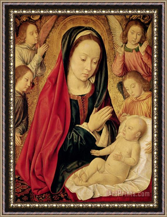 Jean Hey The Virgin and Child Adored by Angels Framed Painting
