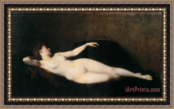 Jean-Jacques Henner Woman on a Black Divan Framed Painting