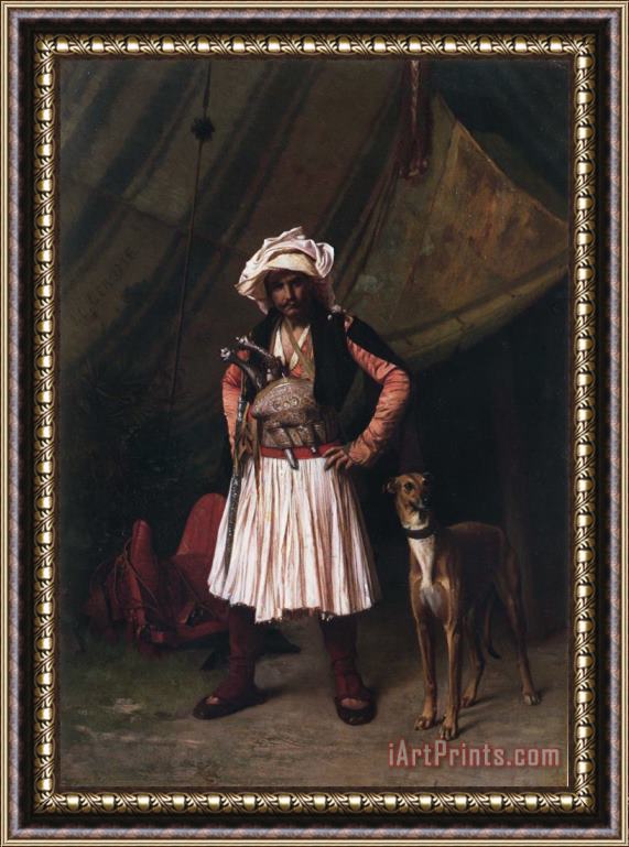 Jean Leon Gerome Bashi Bazouk And His Dog Framed Painting