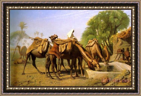 Jean Leon Gerome Camels at The Trough Framed Painting