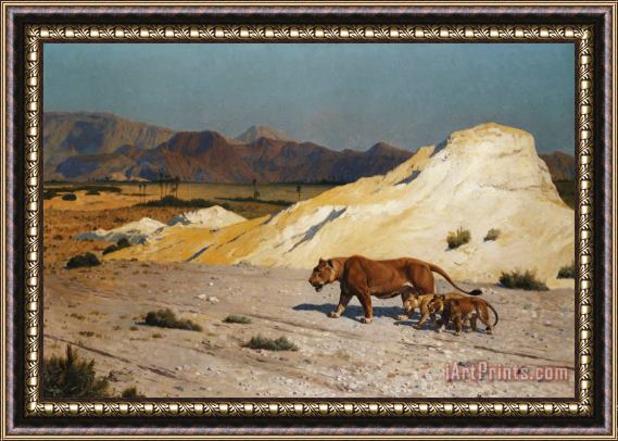 Jean Leon Gerome Lioness And Cubs Framed Print