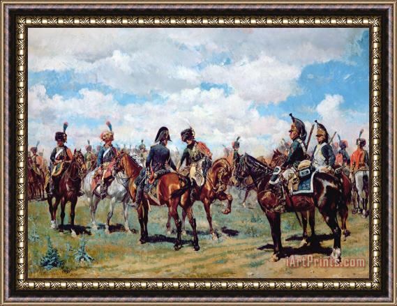 Jean-Louis Ernest Meissonier Soldiers On Horseback Framed Painting