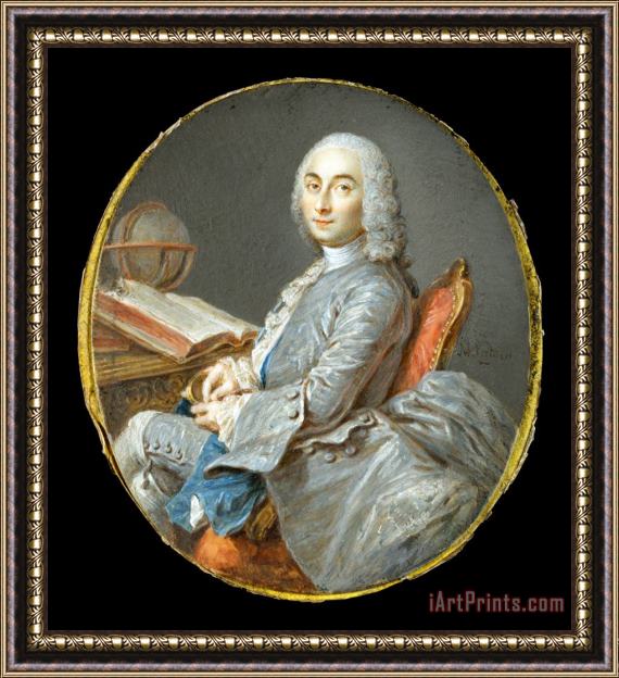 Jean Marc Nattier Miniature Portrait of Cesar Francois Cassini De Thury Framed Painting