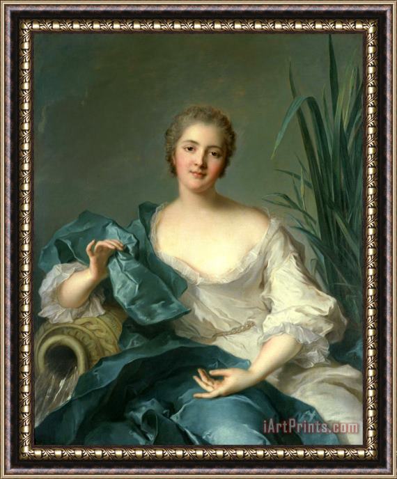 Jean Marc Nattier Portrait of Madame Marie Henriette Berthelot De Pleneuf Framed Painting