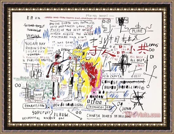 Jean-michel Basquiat Boxer Rebellion Framed Painting