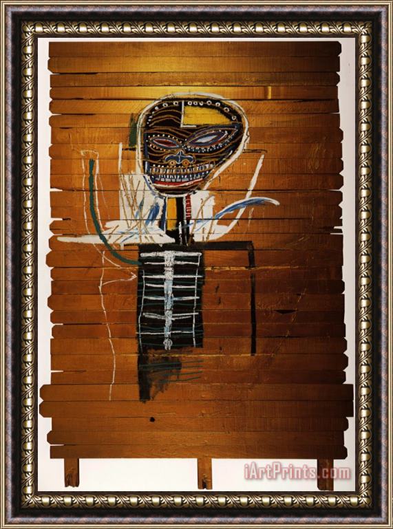 Jean-michel Basquiat Gold Griot Framed Painting