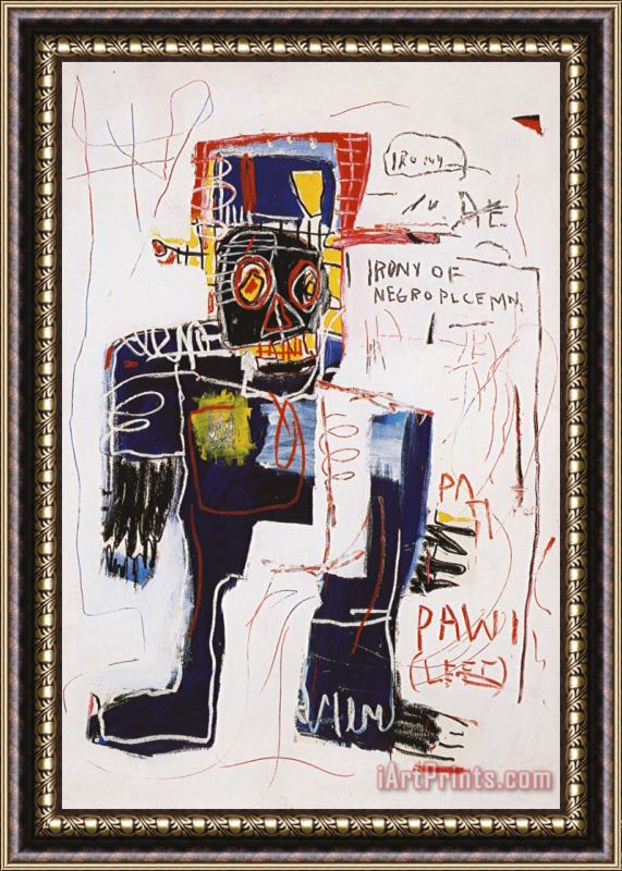Jean-michel Basquiat Ironew York of The Negro Policeman Framed Painting