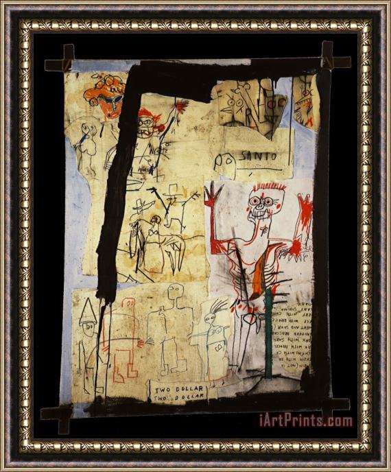 Jean-michel Basquiat Santo Versus Second Avenue Framed Painting