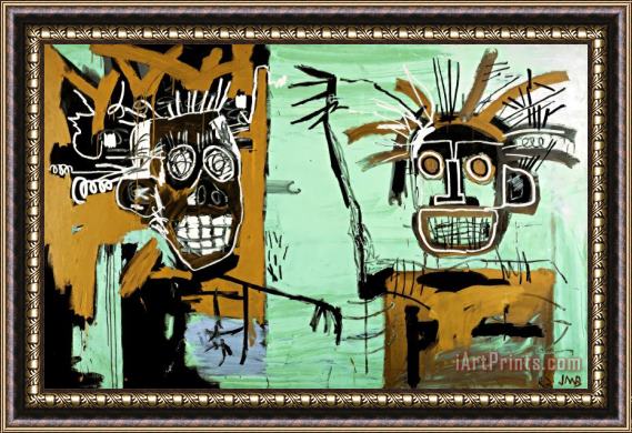 Jean-michel Basquiat Two Heads on Gold Framed Print