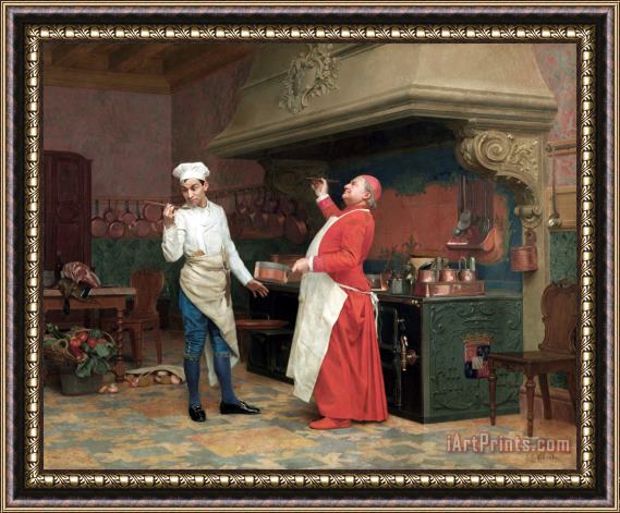Jehan Georges Vibert The Marvelous Sauce Framed Painting