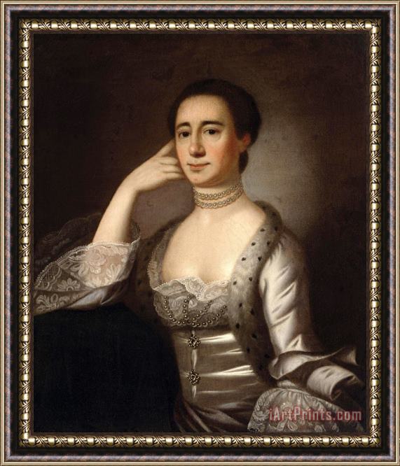 Jeremiah Theus Portrait of Mrs. John Champneys Framed Painting