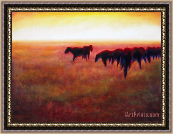 Jerome Lawrence Cows and Horses Framed Painting