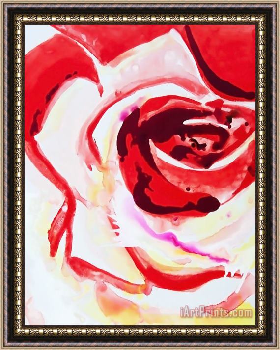 Jerome Lawrence Scarlet Rose Framed Painting