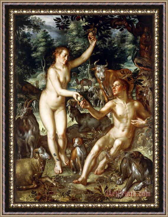 Joachim Anthonisz Wtewael Adam And Eve Framed Painting