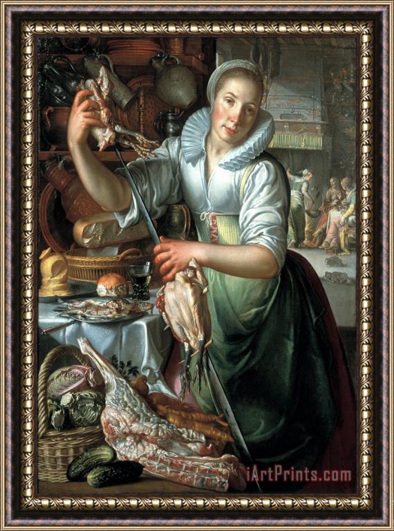 Joachim Anthonisz Wtewael The Kitchen Maid Framed Painting