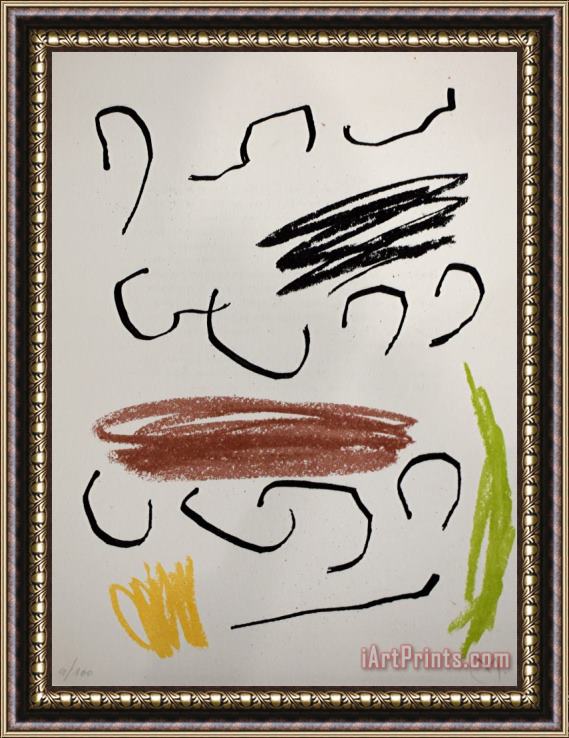 Joan Miro Composition Vii, From Recent Unpublished Works Obra Inedita Recent, 1964 Framed Painting