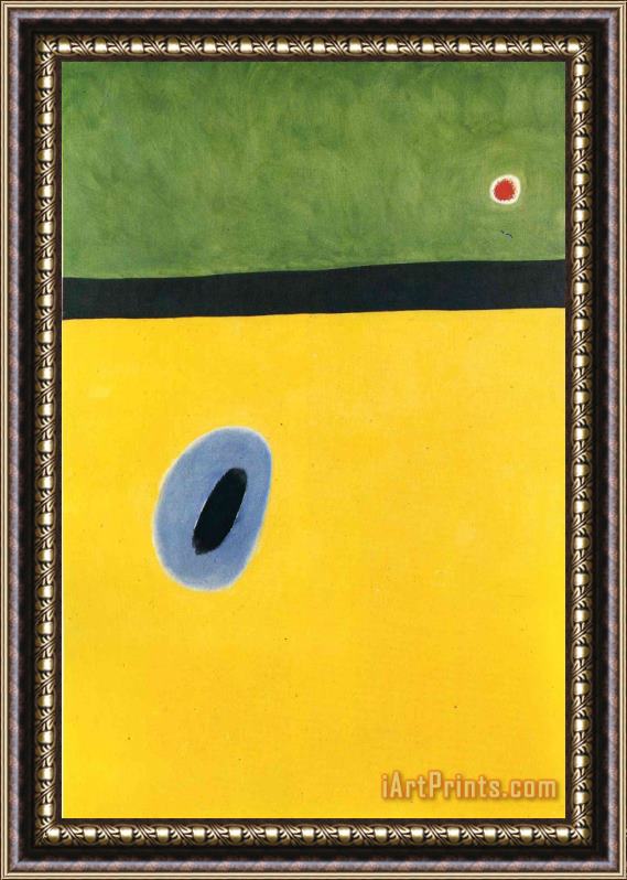 Joan Miro The Lark's Wing Encircled with Golden Blue Rejoins The Heart of The Poppy Sleeping on a Diamond Framed Print