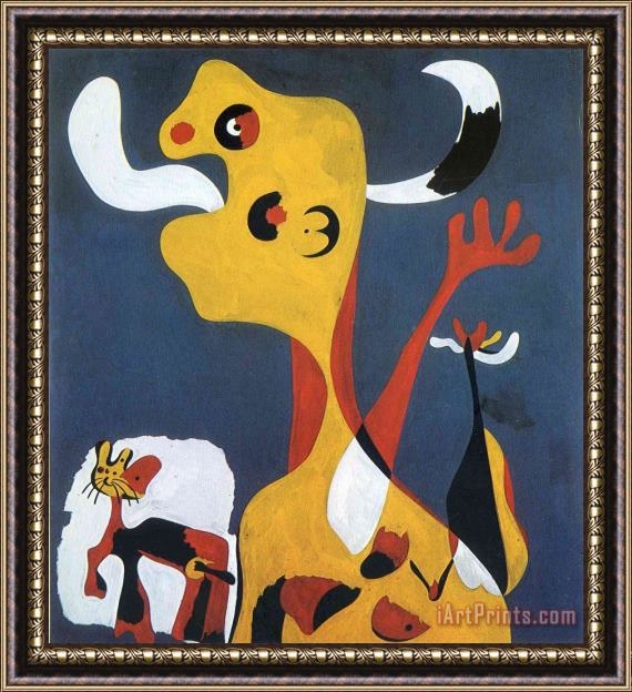 Joan Miro Woman And Dog in Front of The Moon, 1935 Framed Painting