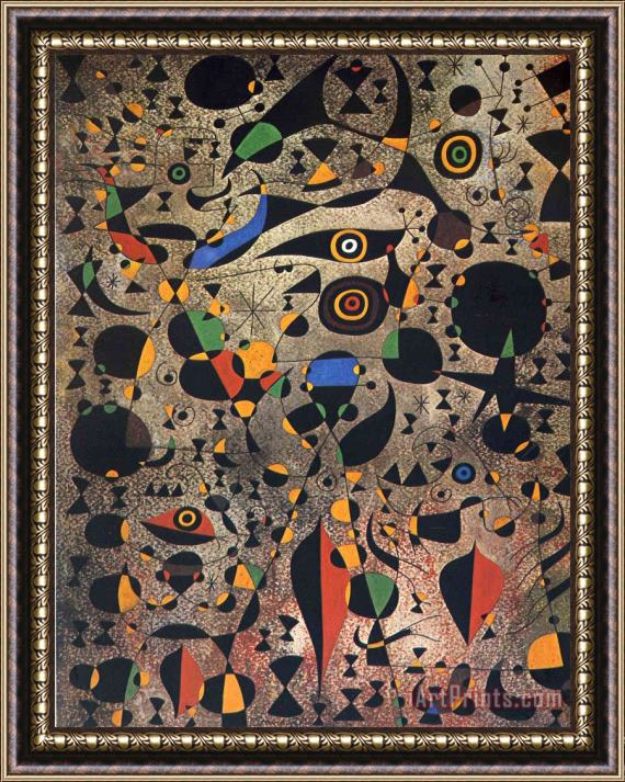 Joan Miro Woman Encircled by The Flight of a Bird Framed Painting